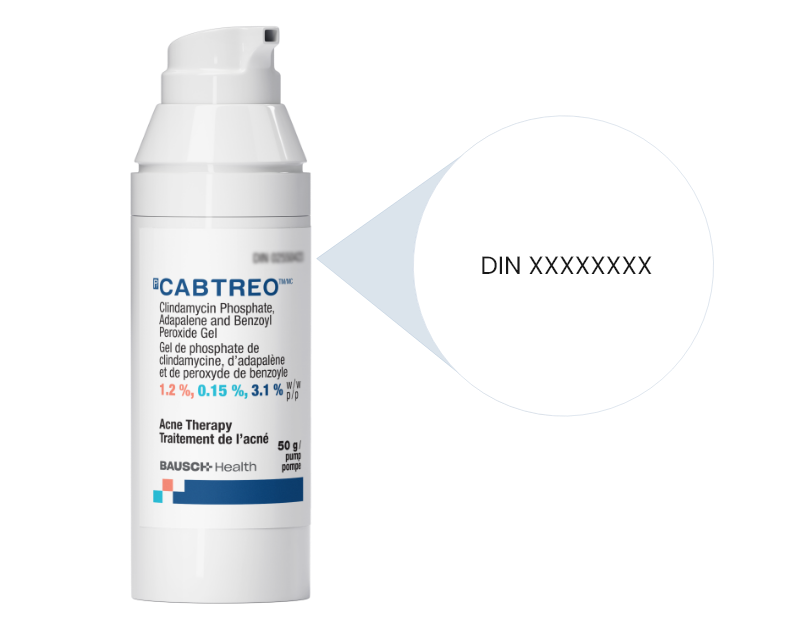 CABTREO PUMP with zoom in on “DIN XXXXXXXX” – note, please ensure DIN is blurred out